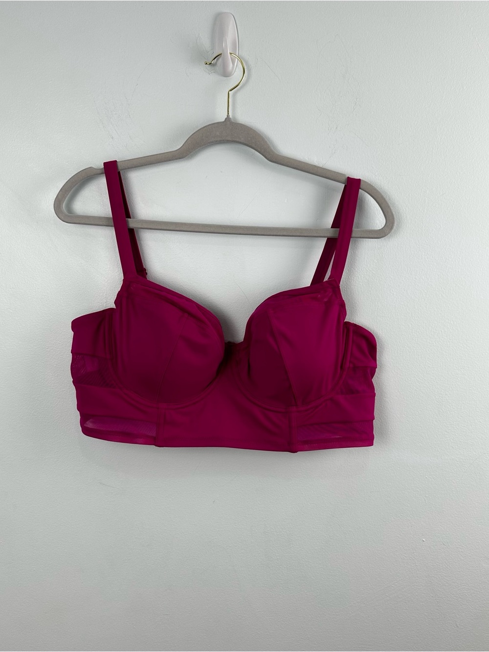 Adore Me Daeny Swimwear Bra Balconette Bikini Top Dark Pink Fuschia Size 38DD
